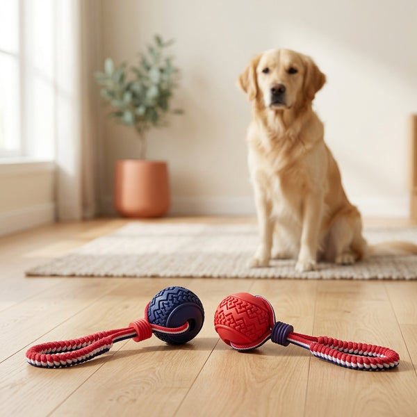 Pallina Interattiva per Cani con Corda Antistress