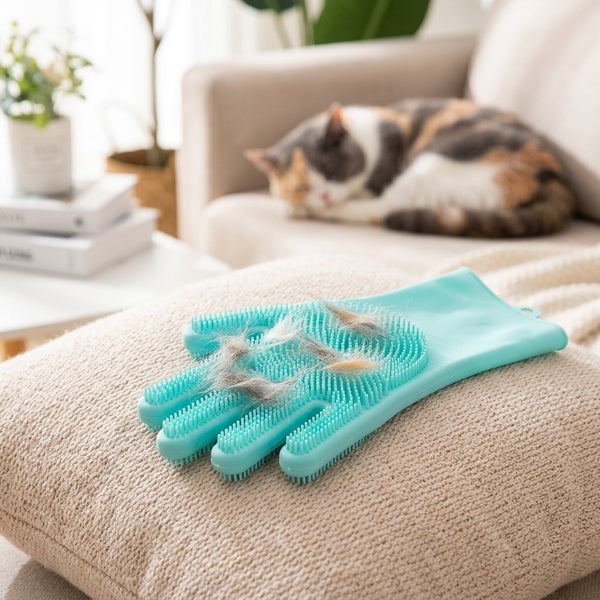 Guanto Spazzola in Silicone per Toelettatura Cani e Gatti